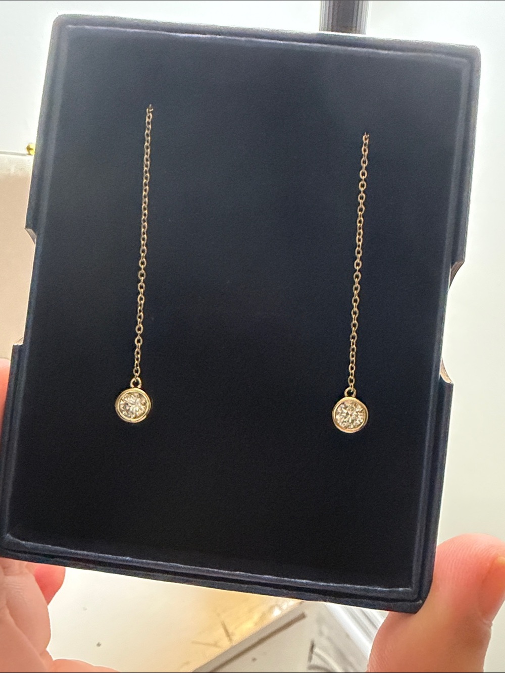 Gold vermeil Chain Drop Earrings with Disc - Elegant Women's Jewelry